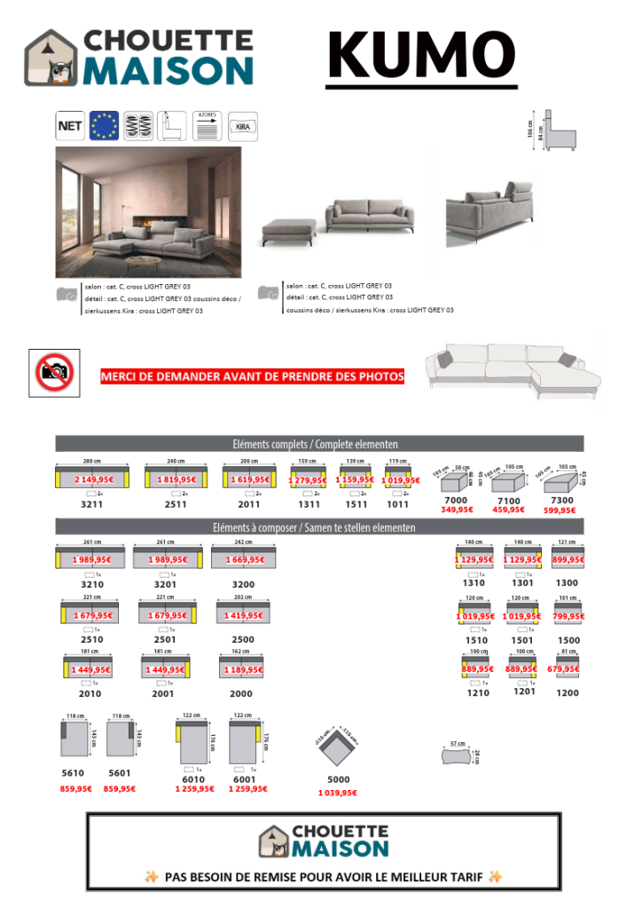 Canape Kumo Angle Meridienne, photo 6