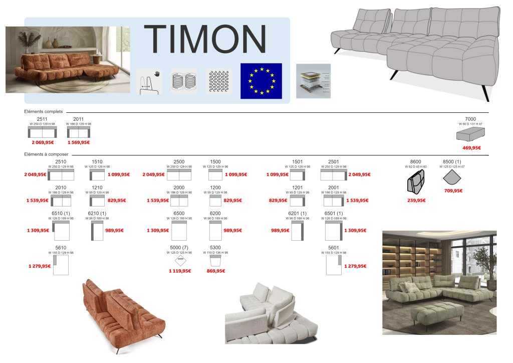 Canape Timon Angle Meridienne, photo 8